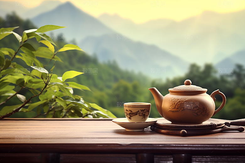茶叶春茶茶山摄影图