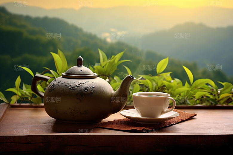 茶叶雨前龙井自然摄影图