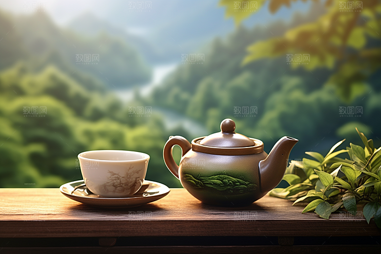 茶叶雨前龙井自然摄影图