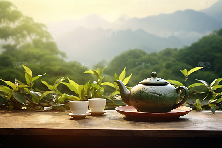 茶叶春茶茶树摄影图