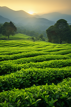 茶叶茶山春茶摄影图