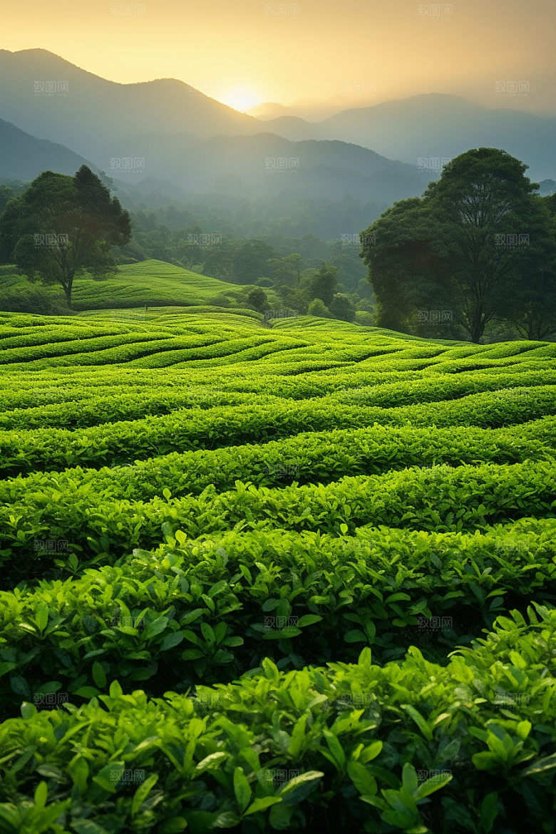 茶叶茶山春茶摄影图