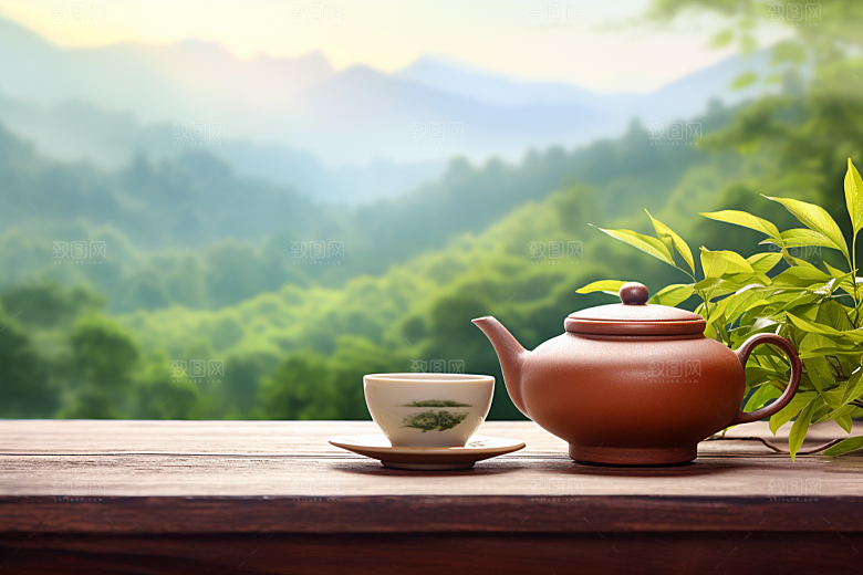 茶叶新茶茶山摄影图