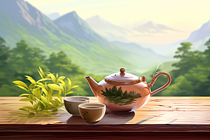 茶叶清明谷雨清新摄影图