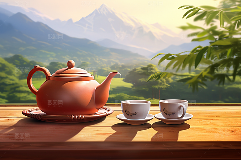 茶叶春天茶山摄影图