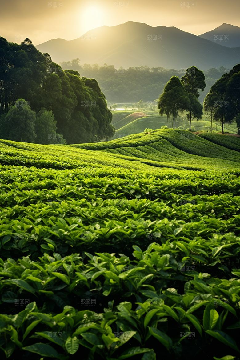 茶叶采茶春茶摄影图
