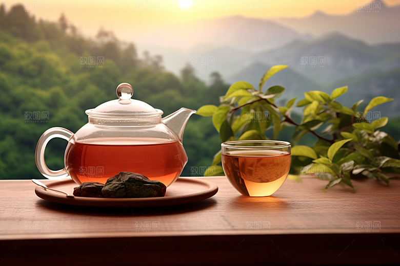 茶叶雨前龙井茶园摄影图