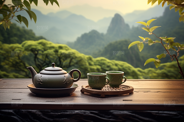 茶叶雨前龙井新茶摄影图