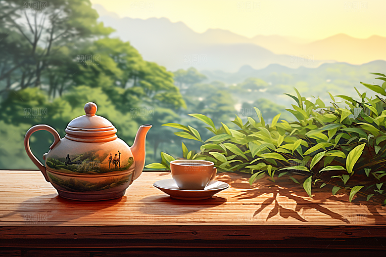 茶叶自然采茶摄影图