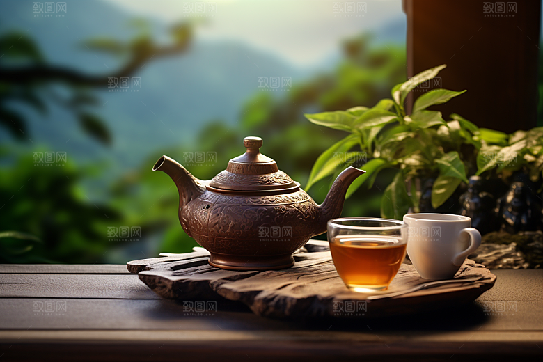 茶叶采茶春茶摄影图