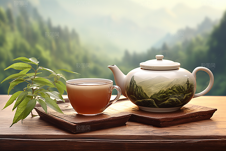 茶叶新茶茶山摄影图