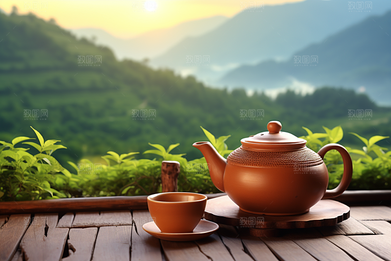 茶叶新茶茶树摄影图