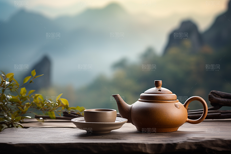 茶叶雨前龙井茶树摄影图