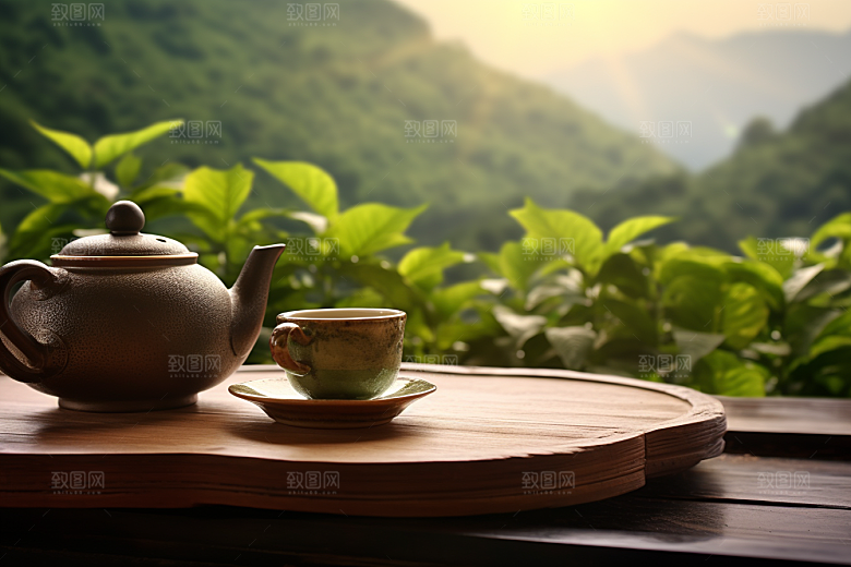 茶叶采茶清新摄影图