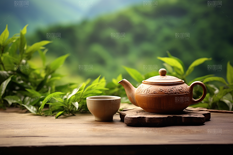 茶叶采茶春天摄影图