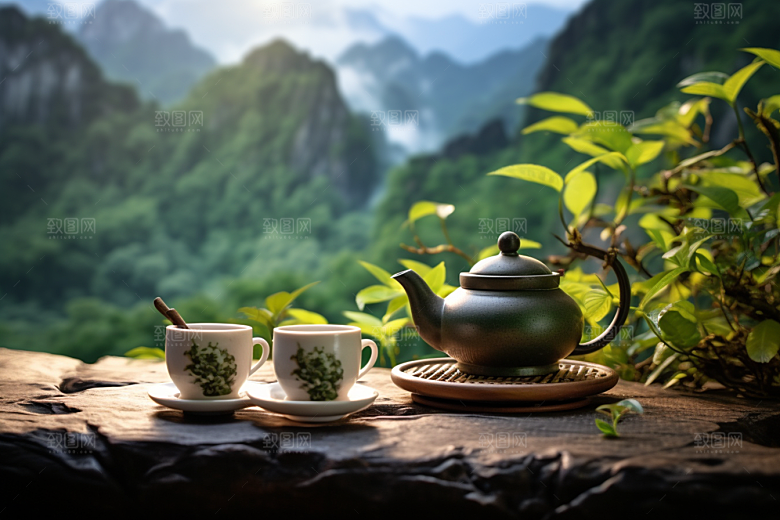 茶叶春季茶山摄影图