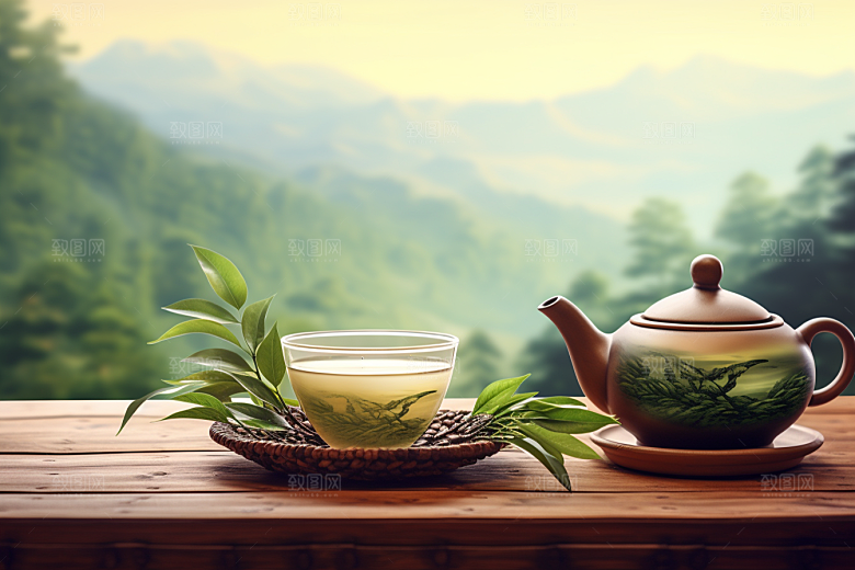 茶叶雨前龙井茶园摄影图