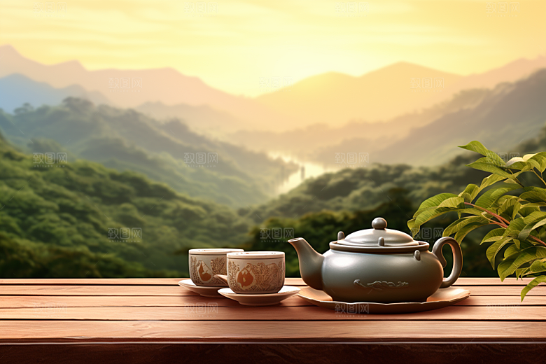 茶叶采茶春天摄影图