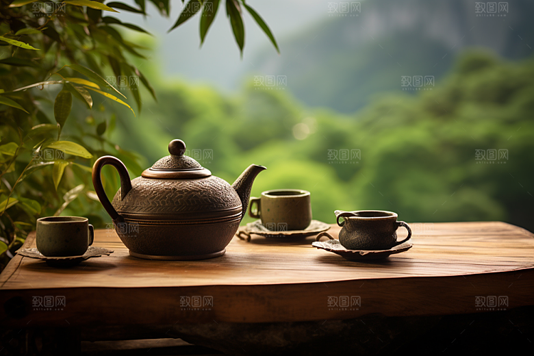 茶叶自然采茶摄影图