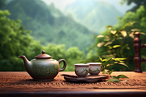 茶叶采茶雨前龙井摄影图