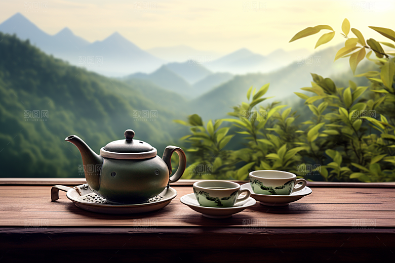 茶叶茶树茶山摄影图