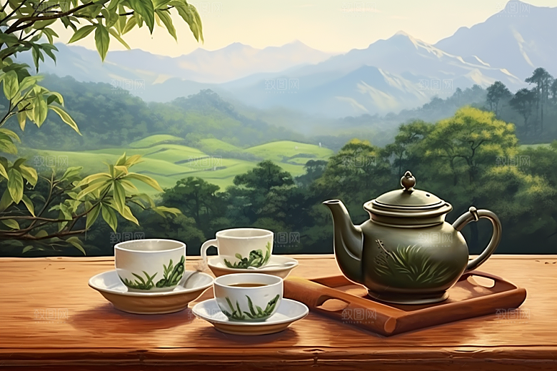 茶叶雨前龙井春季摄影图