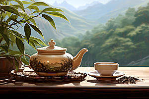 茶叶采茶茶园摄影图