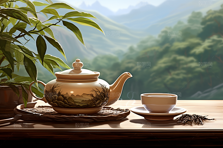 茶叶采茶茶园摄影图