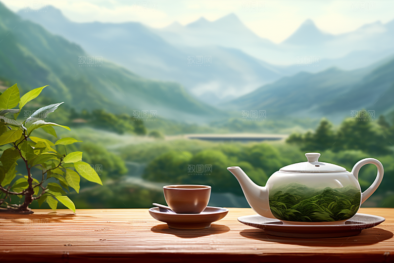 茶叶采茶茶园摄影图