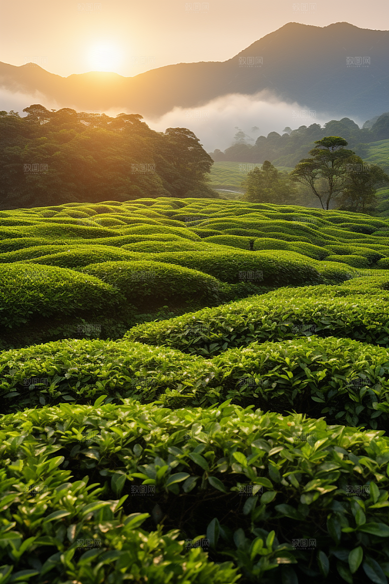 茶叶采茶春茶摄影图