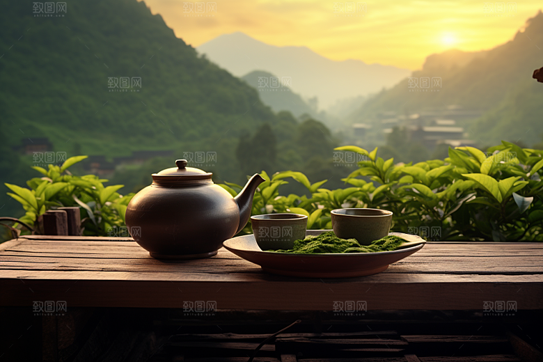 茶叶春天茶山摄影图