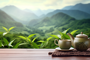 茶叶茶山茶树摄影图