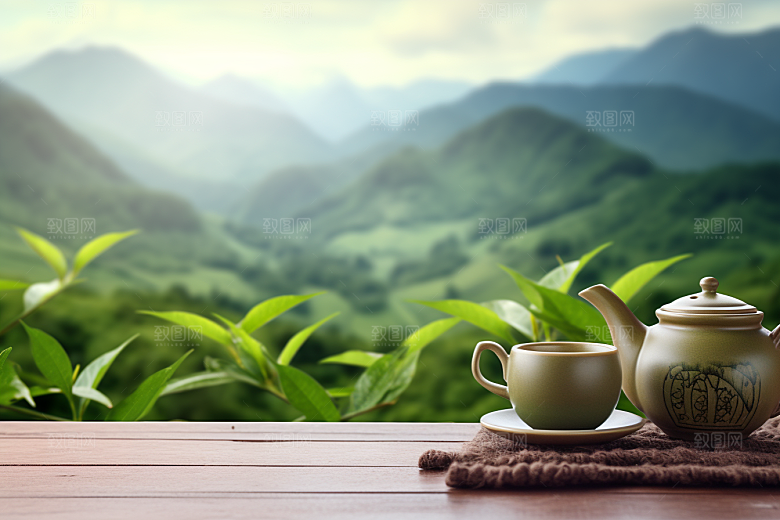 茶叶茶山茶树摄影图