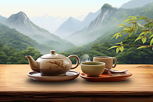 茶叶清新茶山摄影图