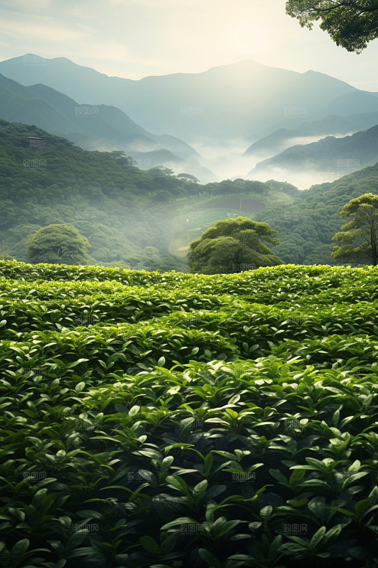 茶叶茶山茶树摄影图
