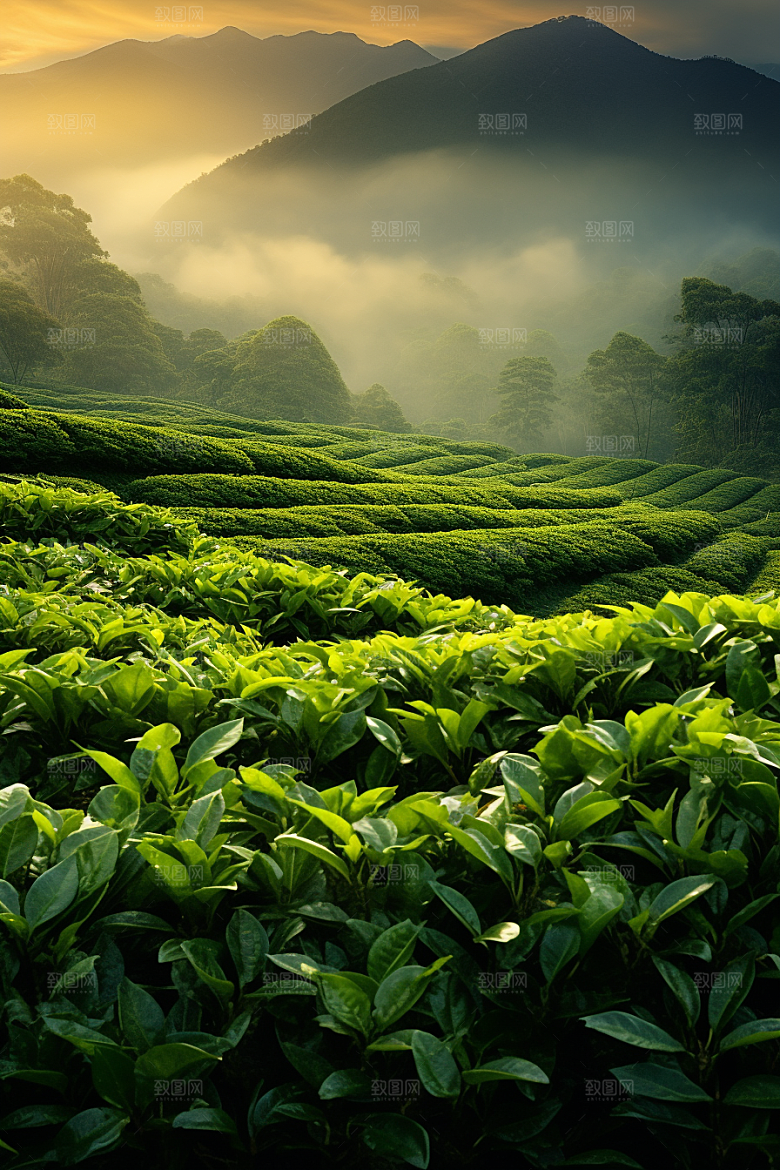 茶叶新茶茶山摄影图