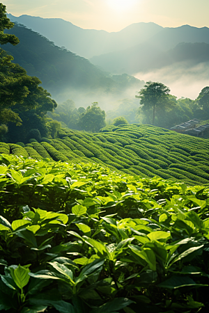 茶叶茶山自然摄影图