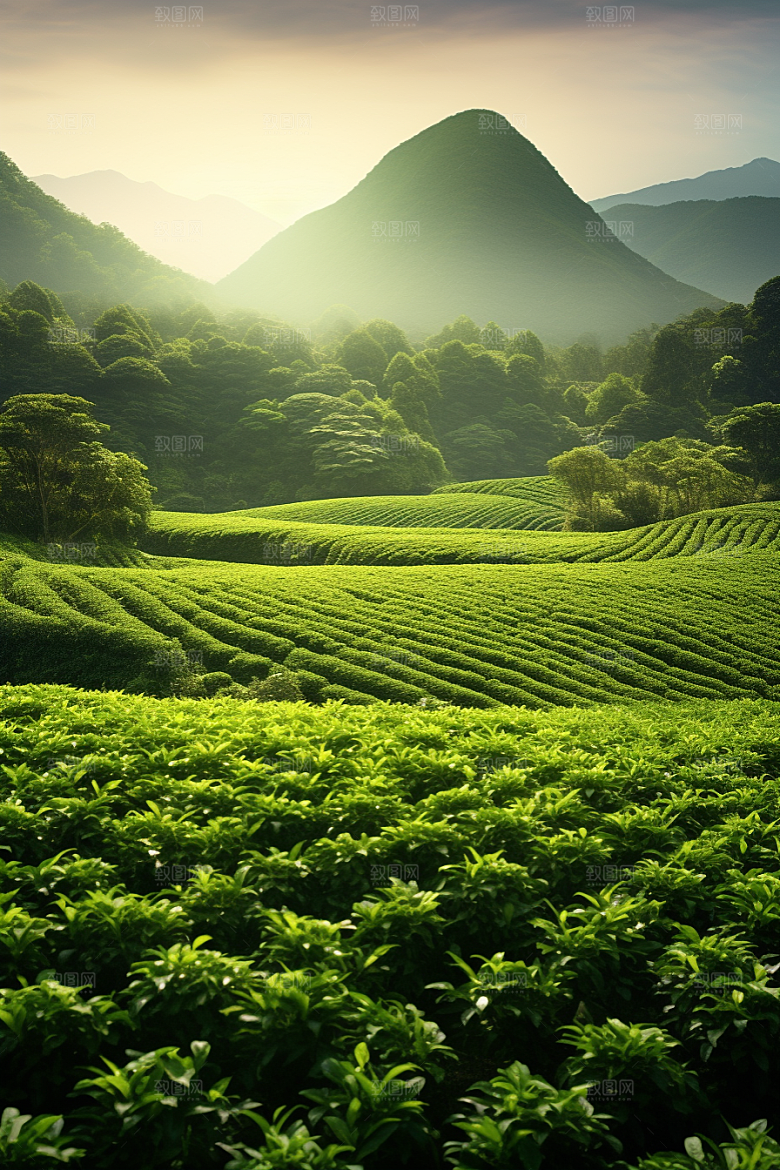 茶叶茶山雨前龙井摄影图