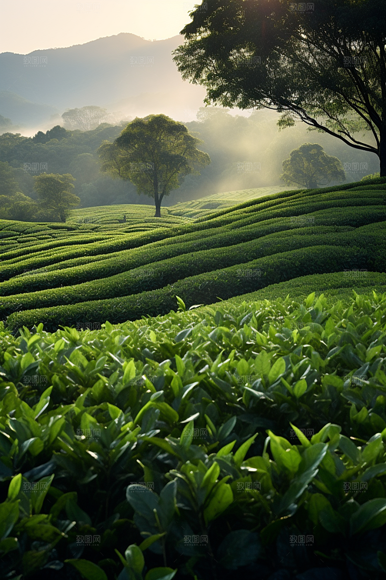 茶叶春天茶山摄影图