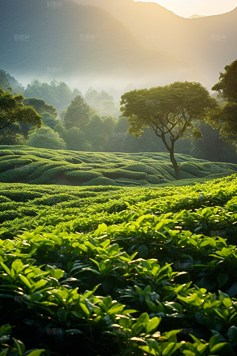 茶叶新茶茶树摄影图