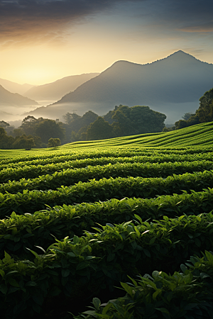 茶叶茶树茶山摄影图