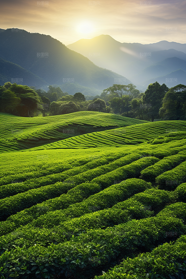 茶叶茶山春季摄影图