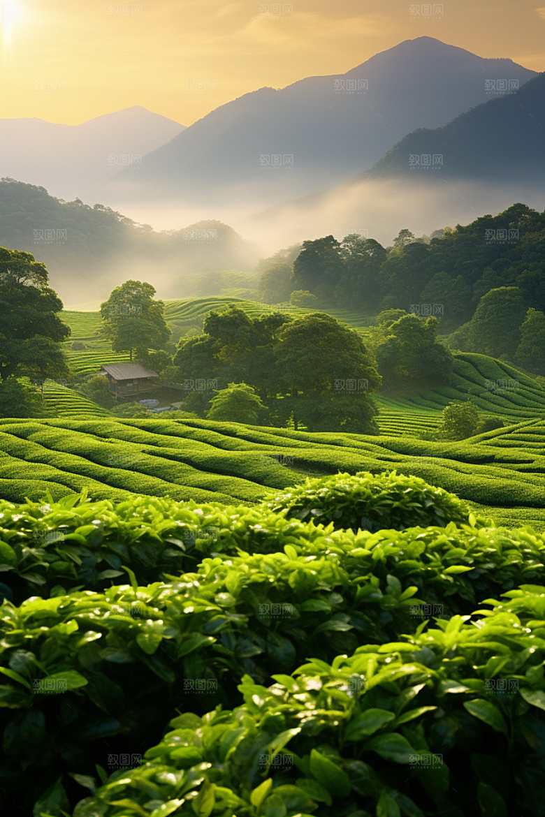 茶叶春茶茶山摄影图