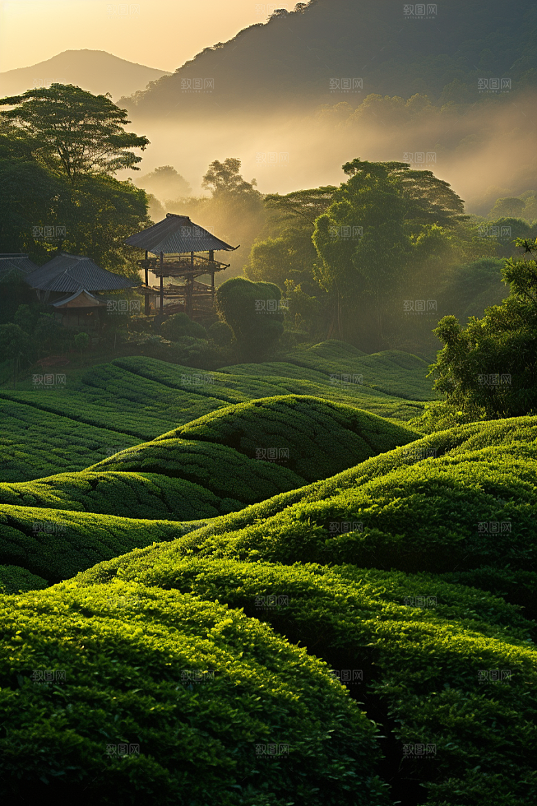 茶叶春茶茶山摄影图