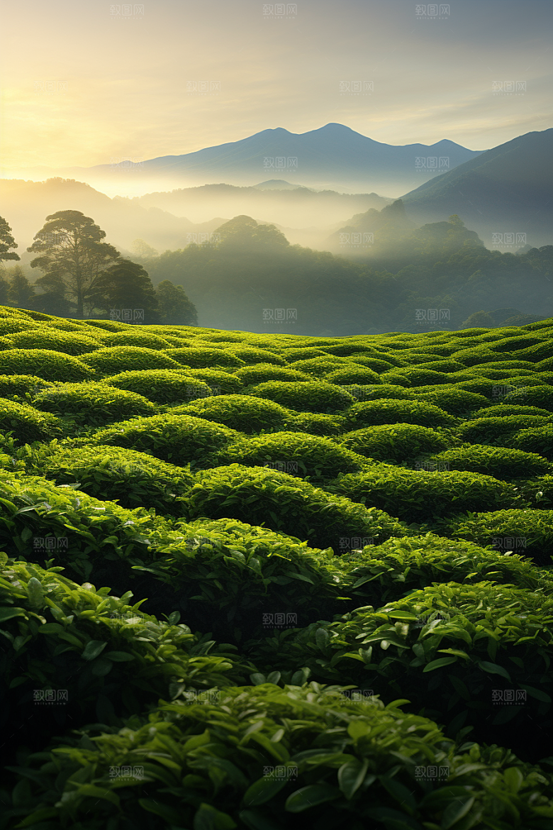 茶叶自然茶园摄影图
