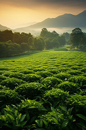 茶叶茶园春茶摄影图