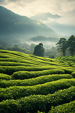 茶叶茶树茶山摄影图