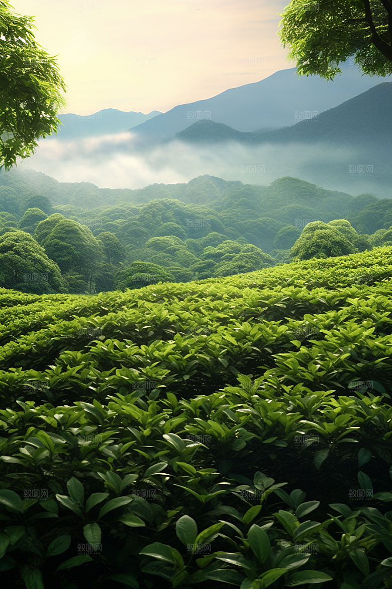 茶叶雨前龙井茶园摄影图