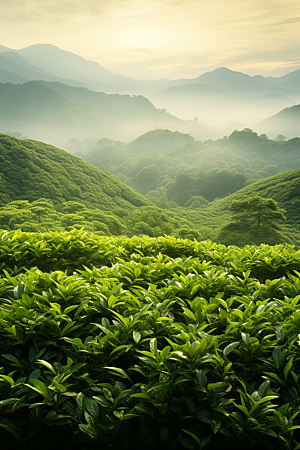 茶叶新茶茶山摄影图