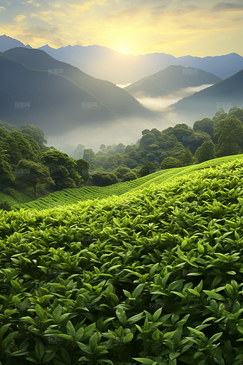 茶叶清新茶山摄影图